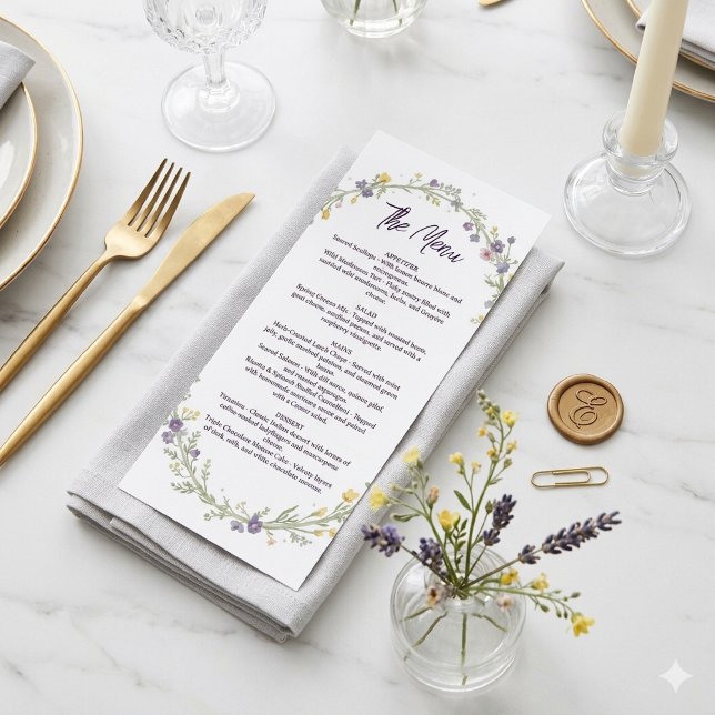 Moderne einfache florale Boho-Hochzeit Menükarte (Von Creator hochgeladen)
