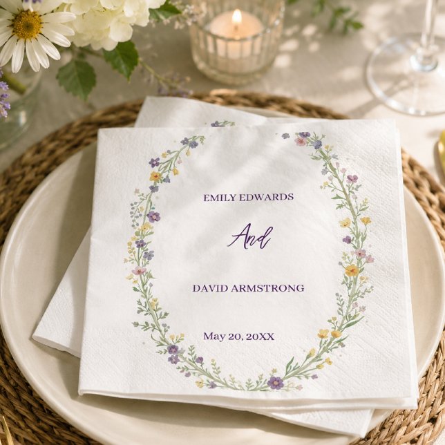 Moderne einfache florale Boho-Hochzeitsservietten Serviette (Von Creator hochgeladen)