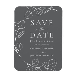 Moderne einfache Foliage Gray Wedding Magnet