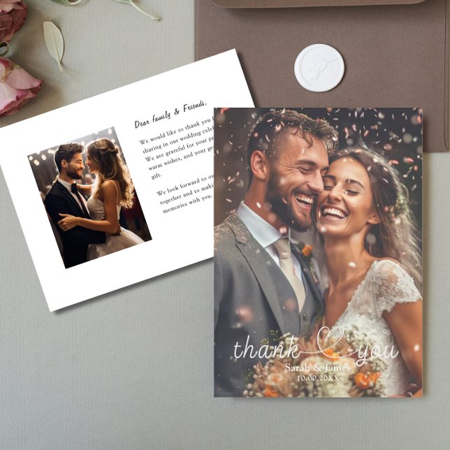 Moderne einfache Foto Herz Liebe Hochzeit Vielen D Dankeskarte (Von Creator hochgeladen)