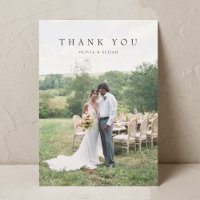 Moderne einfache Foto Hochzeit Danke Karte W Anmer