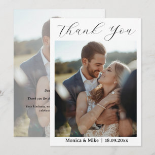 Moderne einfache Foto-Hochzeit-Dankeskarten mit No Dankeskarte