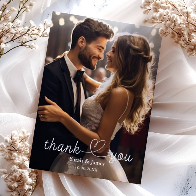 Moderne einfache Foto Hochzeit Vielen Dank Dankeskarte (Von Creator hochgeladen)