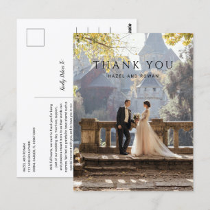 Moderne einfache Foto-Hochzeits-Dankeschön Postkarte