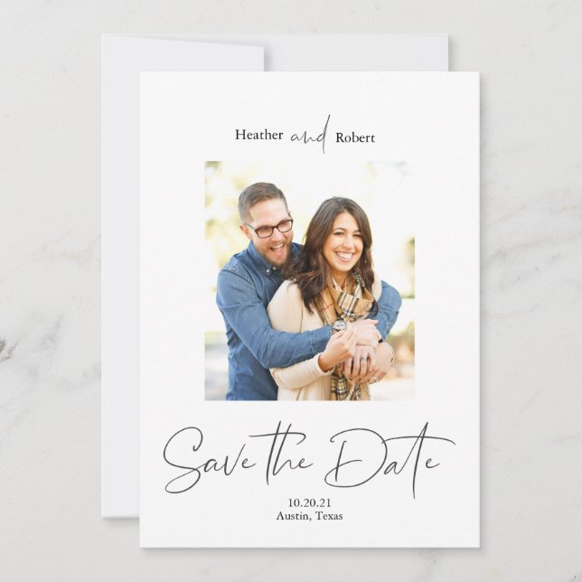 Moderne einfache Foto-Save-the-Date-Karte Save The Date (Vorderseite)