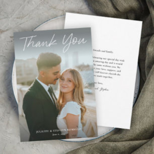 Moderne einfache Fotohandlung zur Hochzeit Dankeskarte