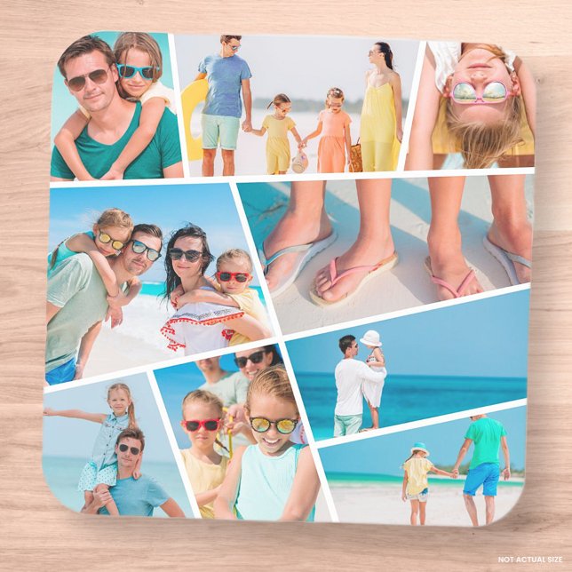 Moderne, einfache Fotos für 9 Bilder - Collage Quadratischer Aufkleber (Von Creator hochgeladen)