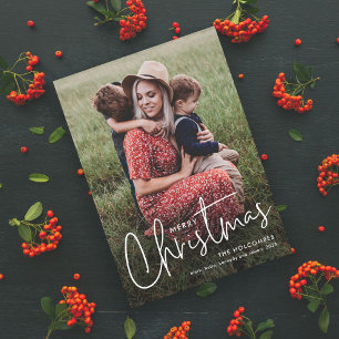 Moderne einfache Fotoweihnachtskarte mit Schrift Magnetkarte