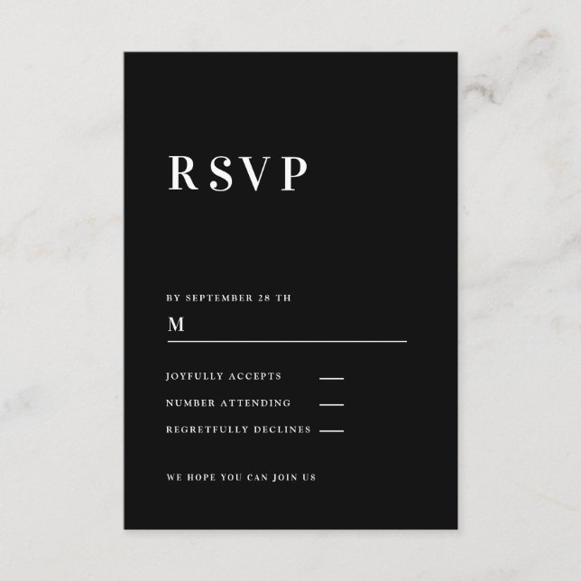 Moderne, einfache, frische Hochzeitskarte RSVP Enc Begleitkarte (Vorderseite)