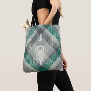 Moderne einfache Frohe Weihnachten Grüne Karos Tasche