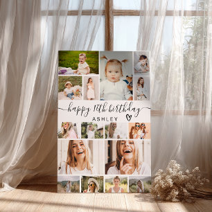 Moderne einfache Geburtstagskleidung 16 Foto Grid  Poster