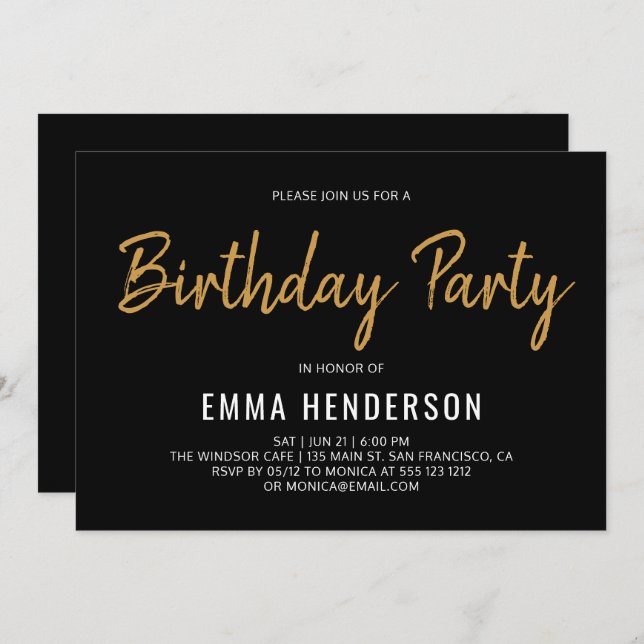 Moderne einfache Geburtstagsparty Einladung (Vorne/Hinten)