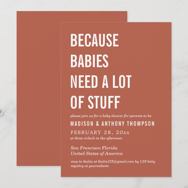 Moderne, einfache Gender-Neutral-Wüstendusche Einladung (Vorne/Hinten)