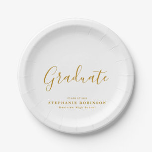 Moderne, einfache Gold-Script-Graduierungspartei Pappteller