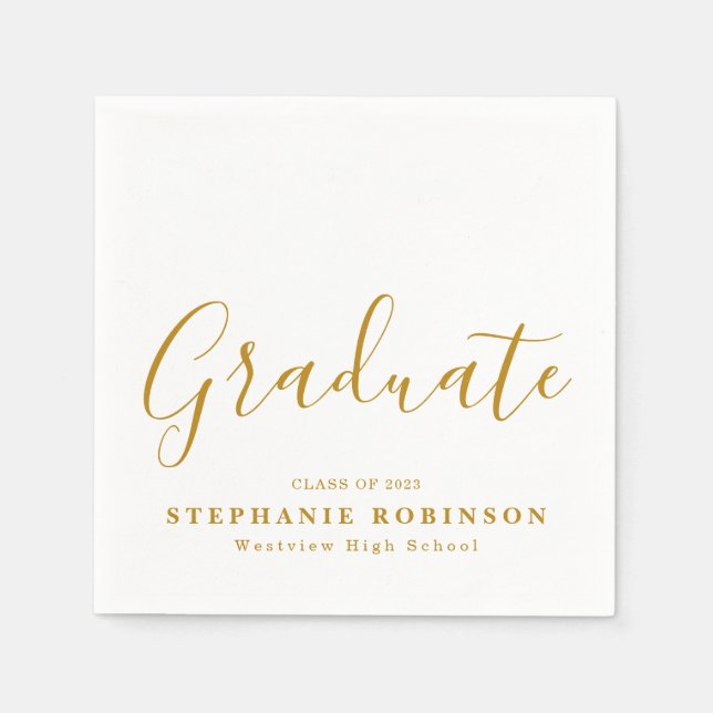 Moderne, einfache Gold-Script-Graduierungspartei Serviette (Vorderseite)
