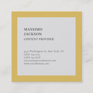 Moderne einfache goldene und graue Minimalist Quadratische Visitenkarte