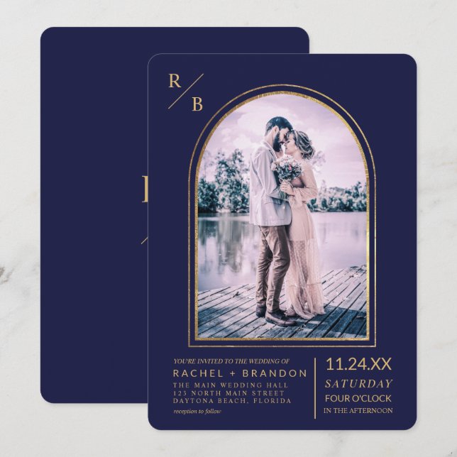 Moderne, einfache Goldmedaille Einladung (Vorne/Hinten)