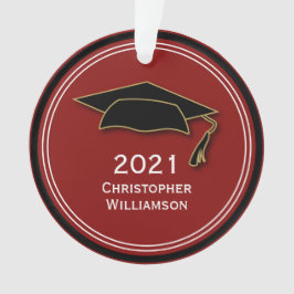 Moderne einfache Graduation Cap Class 2021 Ornament