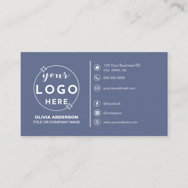 Moderne einfache graue Logo-Custom-Icons Social Me Visitenkarte (Vorderseite)