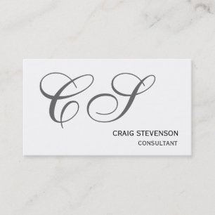 Moderne, einfache, graue Monogram-weiße Visitenkar Visitenkarte
