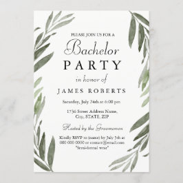 Moderne einfache grüne Leaf Bachelor Party einlade Einladung