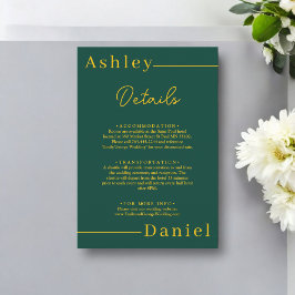Moderne einfache grüne und goldene, elegante Hochz Begleitkarte