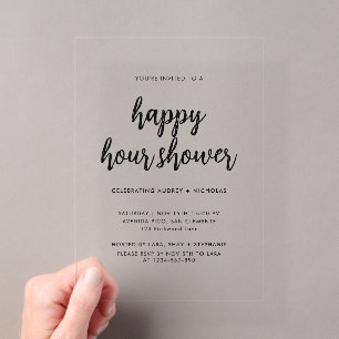 Moderne einfache Happy Hour Paar-Junggesellinnenab Acryleinladungen