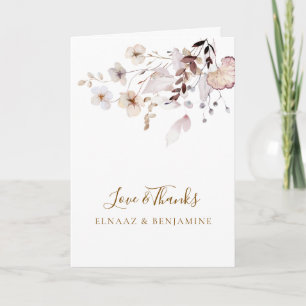 Moderne einfache Herbst-Hochzeit mit getrockneten Dankeskarte