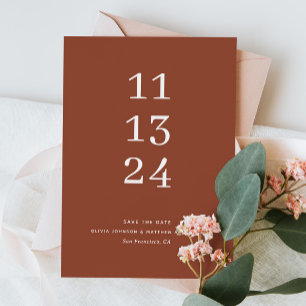 Moderne einfache herbstliche Terrakotta-Minimalist Save The Date