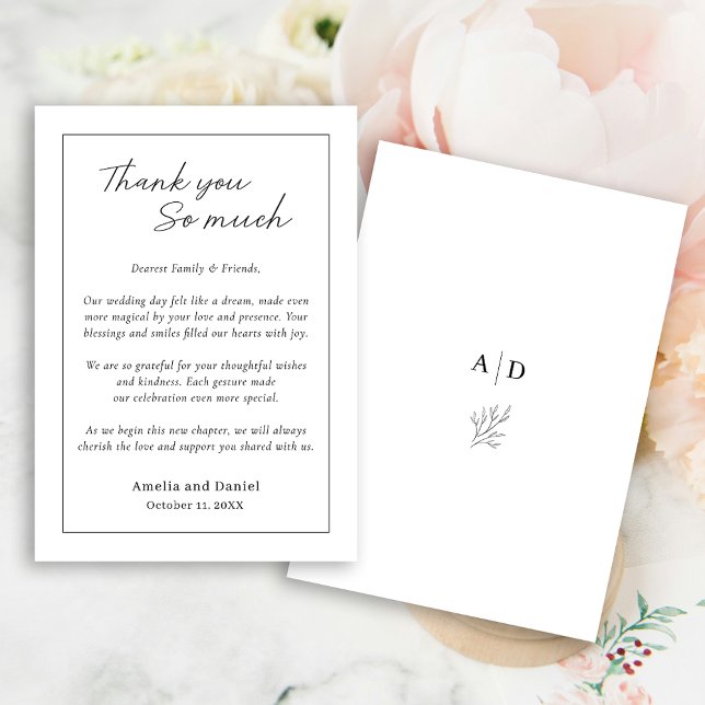 Moderne einfache Hochzeit danke Karte (Von Creator hochgeladen)