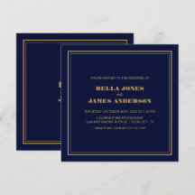 Moderne einfache Hochzeit der Navy Blue Gold