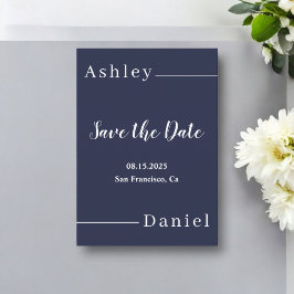 Moderne einfache Hochzeit der Navy Save The Date