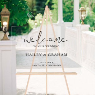 Moderne einfache Hochzeit Elegante Kalligrafie Wil Acrylschild
