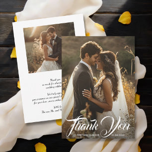 Moderne einfache Hochzeit mit Foto Dankeskarte