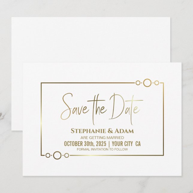 Moderne einfache Hochzeit retten das Datum Save The Date (Vorne/Hinten)