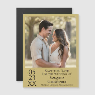 Moderne, einfache Hochzeit speichern das Date Foto Magneteinladung
