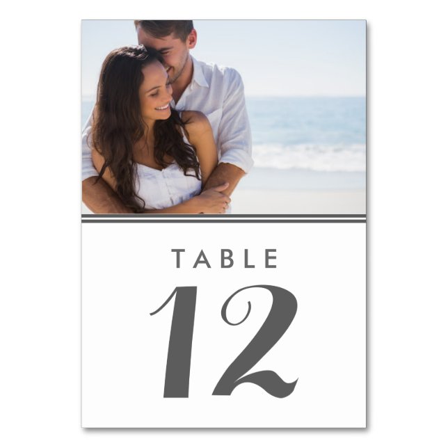 Moderne, einfache Hochzeitskarten für Foto Tischnummer (Vorderseite)