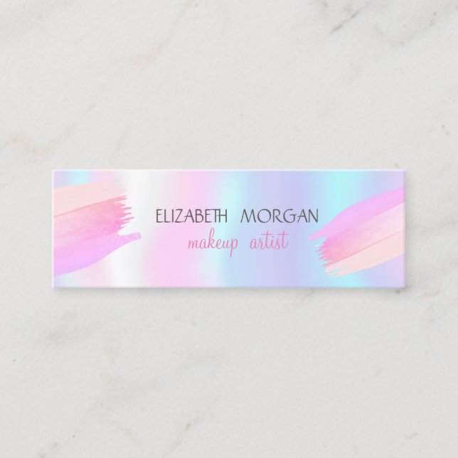 Moderne einfache Holografie, Foil Brush Stroke Mini Visitenkarte (Vorderseite)