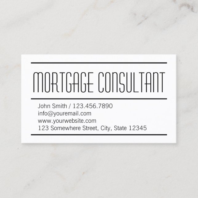Moderne, einfache Hypothekenkarte Agent Business C Visitenkarte (Vorderseite)