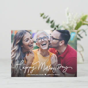 Moderne einfache Kalligrafie Frohen Muttertag Foto Karte