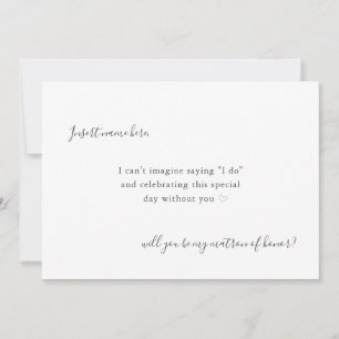 Moderne einfache Kalligrafie Matron of Honor Vorsc Karte