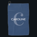Moderne einfache klassische erste Marine Blue Golfhandtuch<br><div class="desc">Modernes Classic Erstliges Blue Golf Handtuch mit modernem Design und kühlem Monogramm.</div>