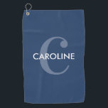 Moderne einfache klassische erste Marine Blue Golfhandtuch<br><div class="desc">Modernes Classic Erstliges Blue Golf Handtuch mit modernem Design und kühlem Monogramm.</div>