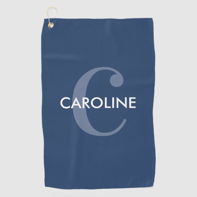 Moderne einfache klassische erste Marine Blue Golfhandtuch (Vorderseite)