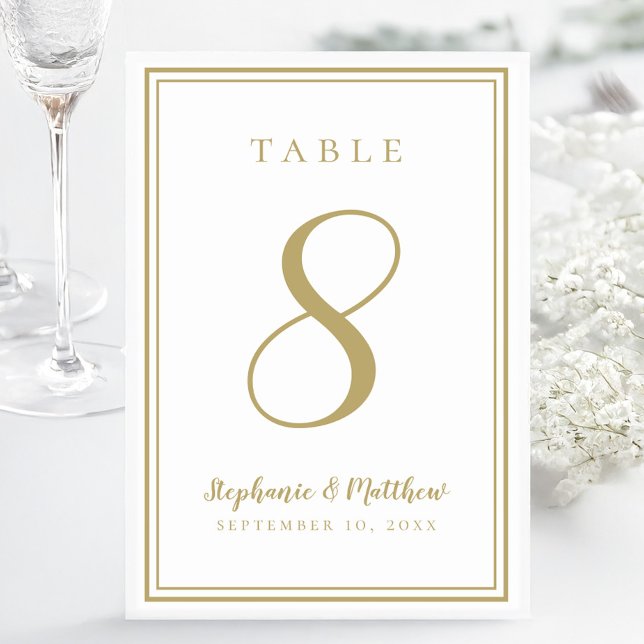 Moderne einfache klassische Goldhochzeit nach Maß Tischnummer (Modern Simple Classic Gold Wedding Customized Table Number)