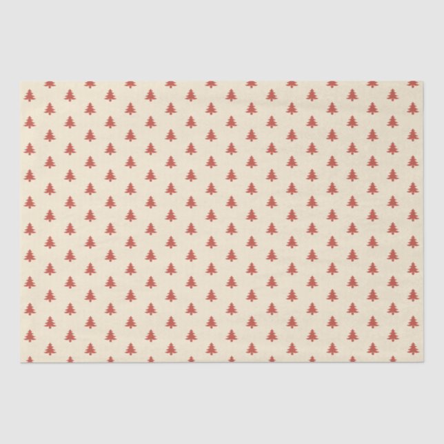 Moderne, einfache kleine rote Weihnachtsbaumen auf Seidenpapier (Vorderseite)