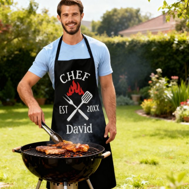 Moderne Einfache Koch Individuelle Name GRILLEN Ad Schürze (Von Creator hochgeladen)