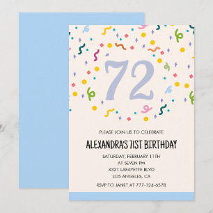 Moderne einfache Konfetti-Einladungen zum 72. Gebu Einladung