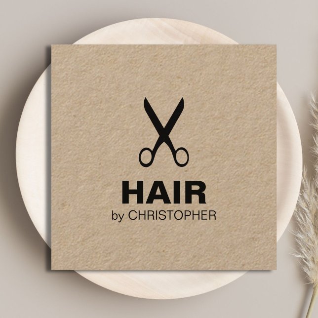 Moderne einfache Kraft Black Hair Stylist Quadratische Visitenkarte (Von Creator hochgeladen)