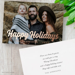 Moderne einfache kursive Schrift Familienfoto Folien Feiertagskarte